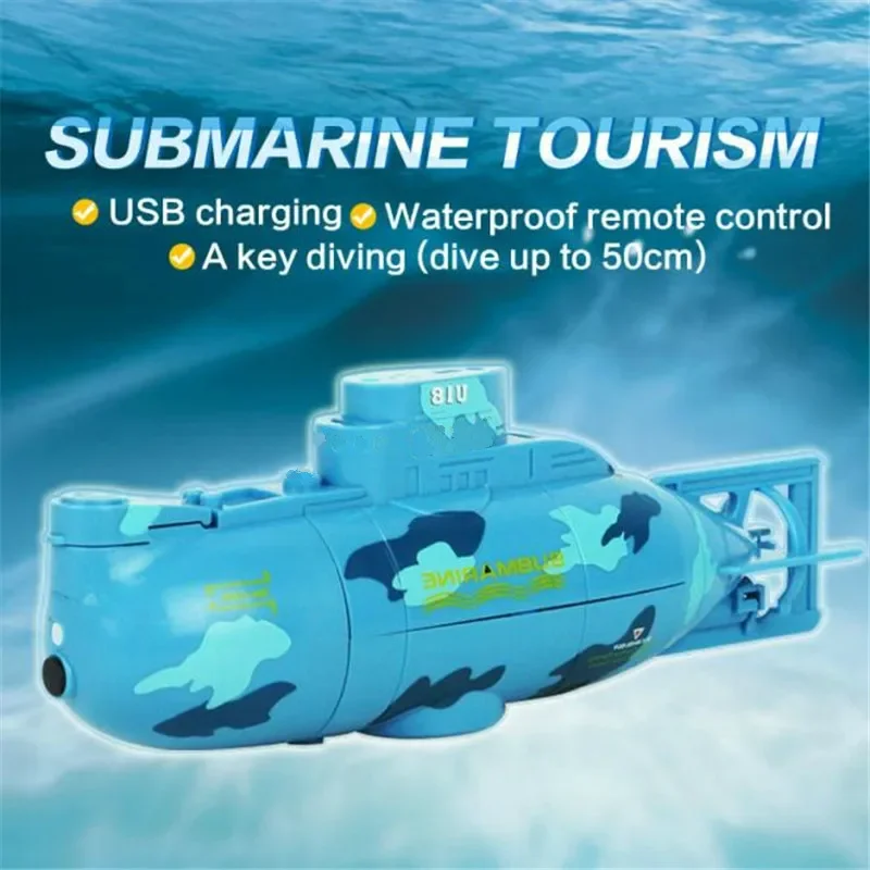 Radio RC Submarine 6 Function Electric Mini Remote Control Speed Boat Explosion Military Battle Kid Summer Fun Toy Gift for Kids