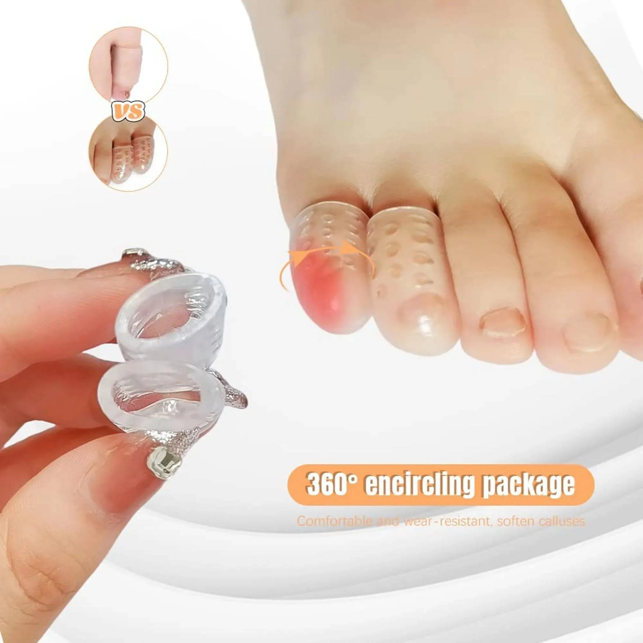 Silicone Toe Protector 20pcs Transparent Breathable Silicone Toe Protectors Prevent Blisters Calluses Corn Comfortable High Elasticity