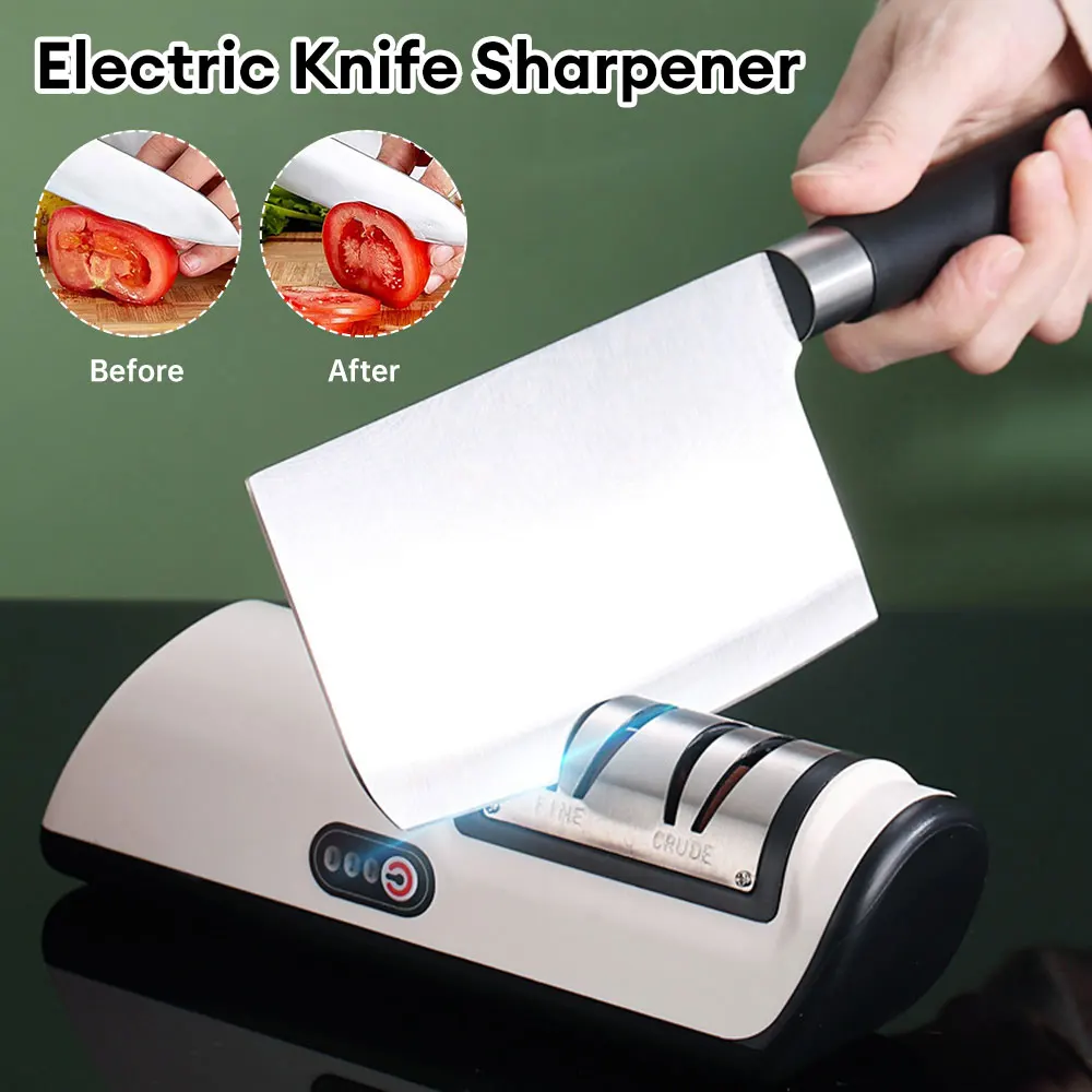 

USB Rechargeable Electric Knife Sharpener Automatic Adjustable Kitchen Tool for Fast Sharpening Knives Scissors and Grinders