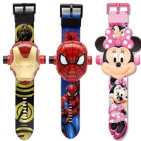 Disney kids' watches for Girls 3D Projection Princess Elsa Mickey Mouse Digital Watch Spiderman Clock relogio 1
