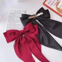 Elegant Solid Large Bow Ribbon Hair Clip For Women Girl Sweet Headbands Soft Satin Hairpin Hairgrip Fashion Hair Accessories - Image 4