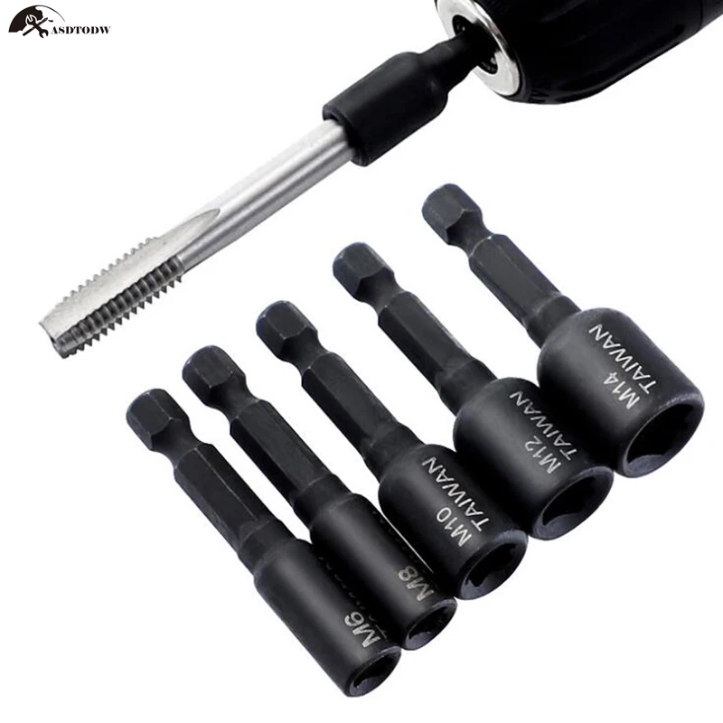 Bestgle 8pcs Adaptateur de Douille de Taraud à vis 1/4inch à tige Hexagonale Machine à Tarauder Carré pilote Filetage Adaptateur de Taraud Pour Perceuse électrique (M4/M5/M6/M8/M10/M12/M14/M16