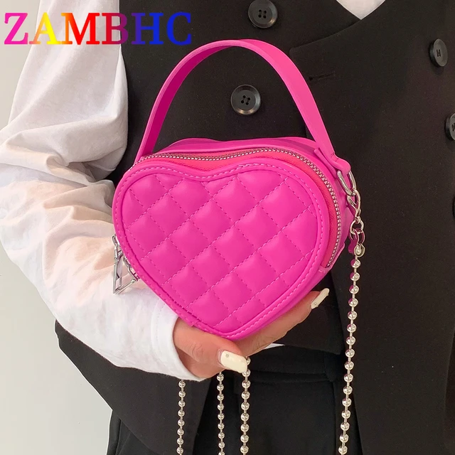 Fashion Mini Heart Women's Shoulder Crossbody Bag Diamond Lattice Leather  Cute Handbags Luxury Brand Designer Chain Lipstick Bag - AliExpress