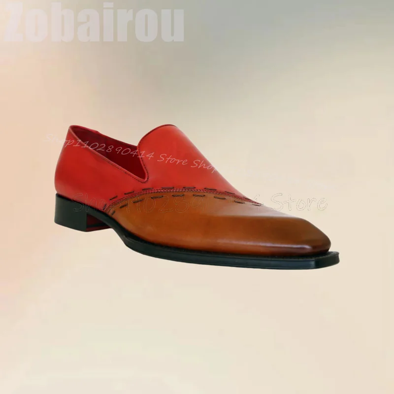 Men's Elegant Square Toe Dress Shoes For Business  | Red Brown Or Black