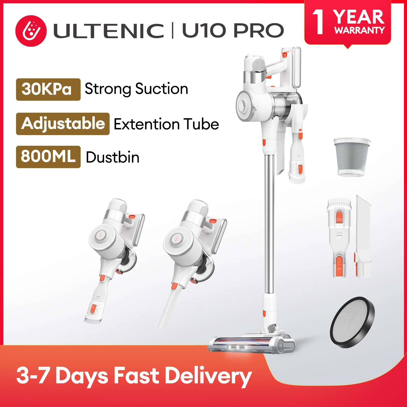 Ultenic U11 PRO Cordless Vacuum Cleaner Handheld, 25KPA Powerful Touch  Control Portable Vertical Vacuum, Detachable Battery - AliExpress