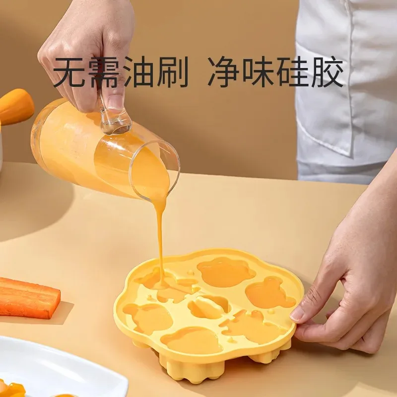 Baby Complementary Food Mold Can Steam Food Grade Teddy Bear Silicone Steamed Cake Heat-resistant Cake Mold
