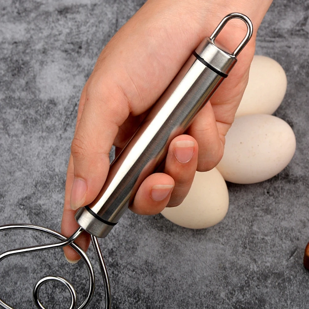 Dough Mixer Danish Dough Whisk Stainless Steel Dutch Style Bread Dough Hand Mixer Eggs Cream Mixing Pastry Blender Baking Tools