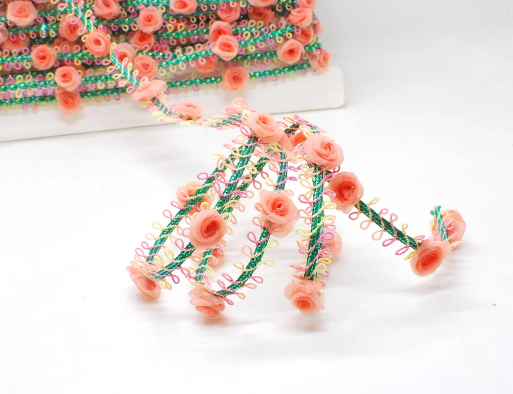 Embroidery Ribbon 2 Yards Woven Rococo with Rose