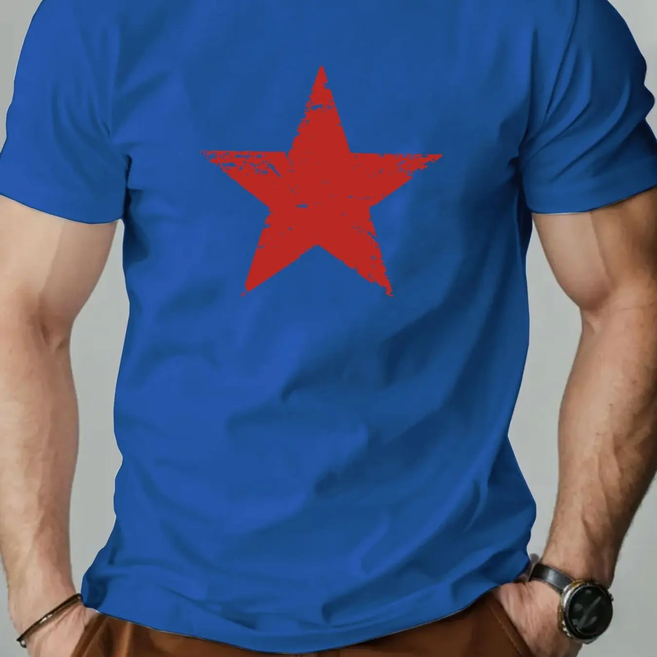 تي شيرت رجالي صيفي 100% من القطن الخالص كاجوال فضف...