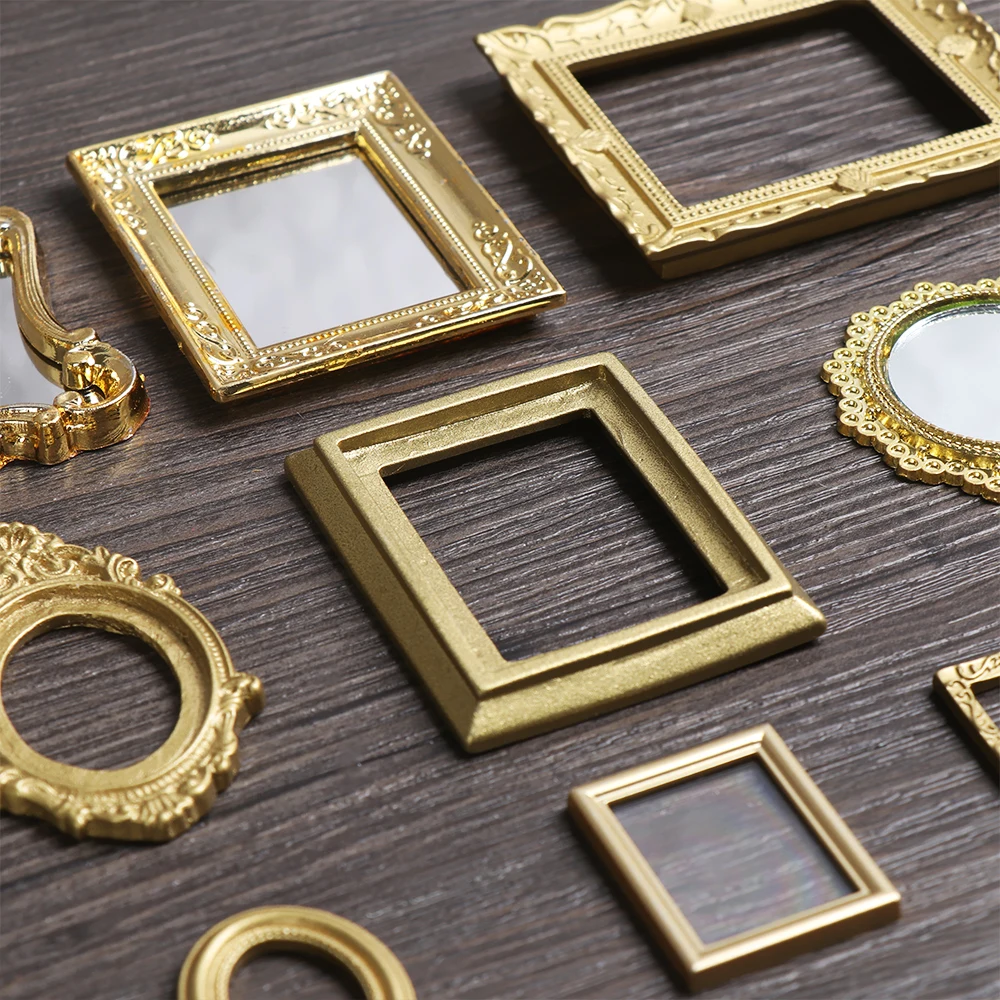 1:12 Scale Mini Frames Doll House Plastic Vintage Miniature Mirror Dollhouse Furniture Miniatures Ornament Doll Accessories 2