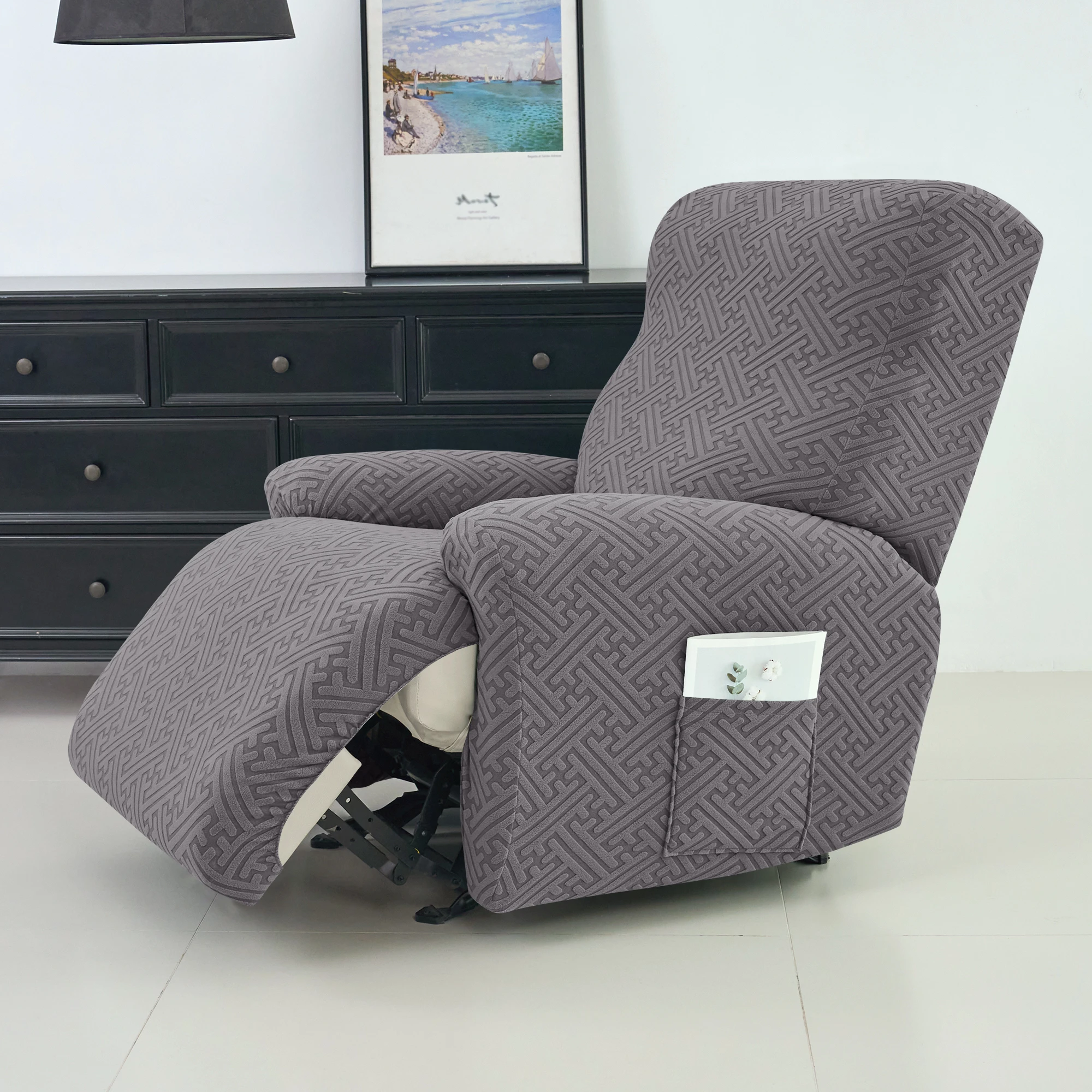 4PCS Split Jacquard Recliner Sofa Covers Elastic Armchair Chair Cover Non-Slip Recliner Chairs Slipcovers For Living Room Decor 6