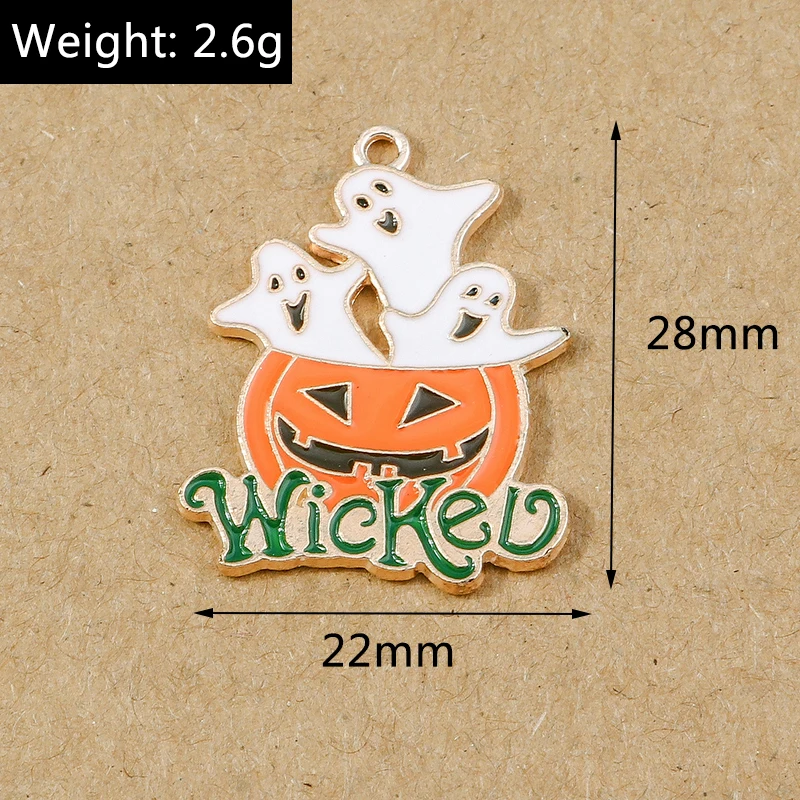 10 stücke niedlichen Emaille Halloween Kürbis Charms Anhänger für Schmuck machen DIY Ohrringe Halskette Armband Zubehör liefert – Detail 18