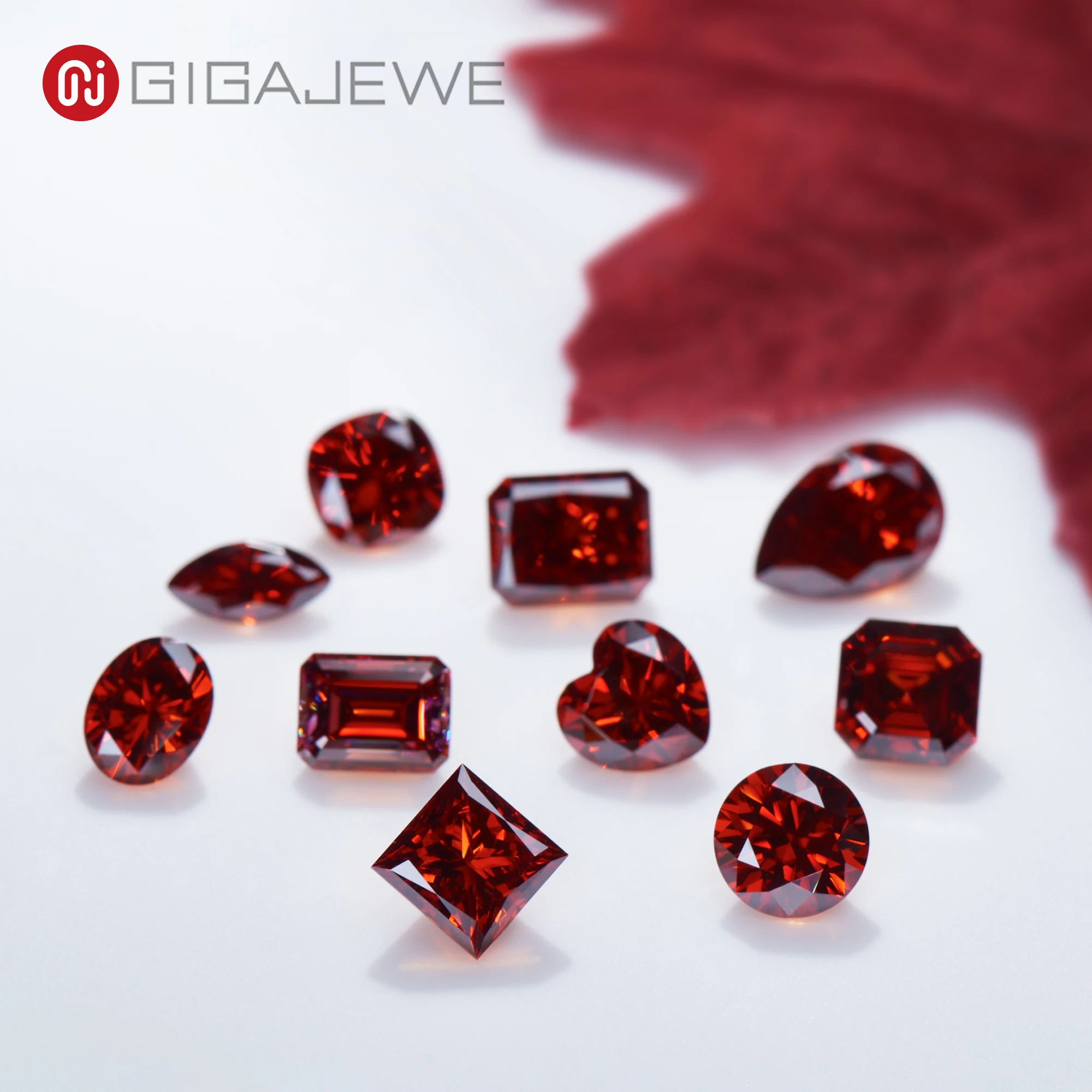 Gigajewe Round Cut Moissanite Vvs1 Novacolor Luxury Red Colorpremium Gems Loose Diamond Test Superato Gemstone Per La Creazione Di Gioielli