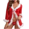 Sleepwear Christmas V- Robe Women Bandage Underwear Thong Net Lingerie Women Nightgowns Sexy Corset Women Sexy LingеRie Set 3