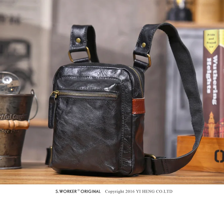 PNDME Casual Designer handgemachte hochwertige echtes Leder Herren Umhängetasche Outdoor täglich Luxus Rindsleder Umhängetasche – Detail 8
