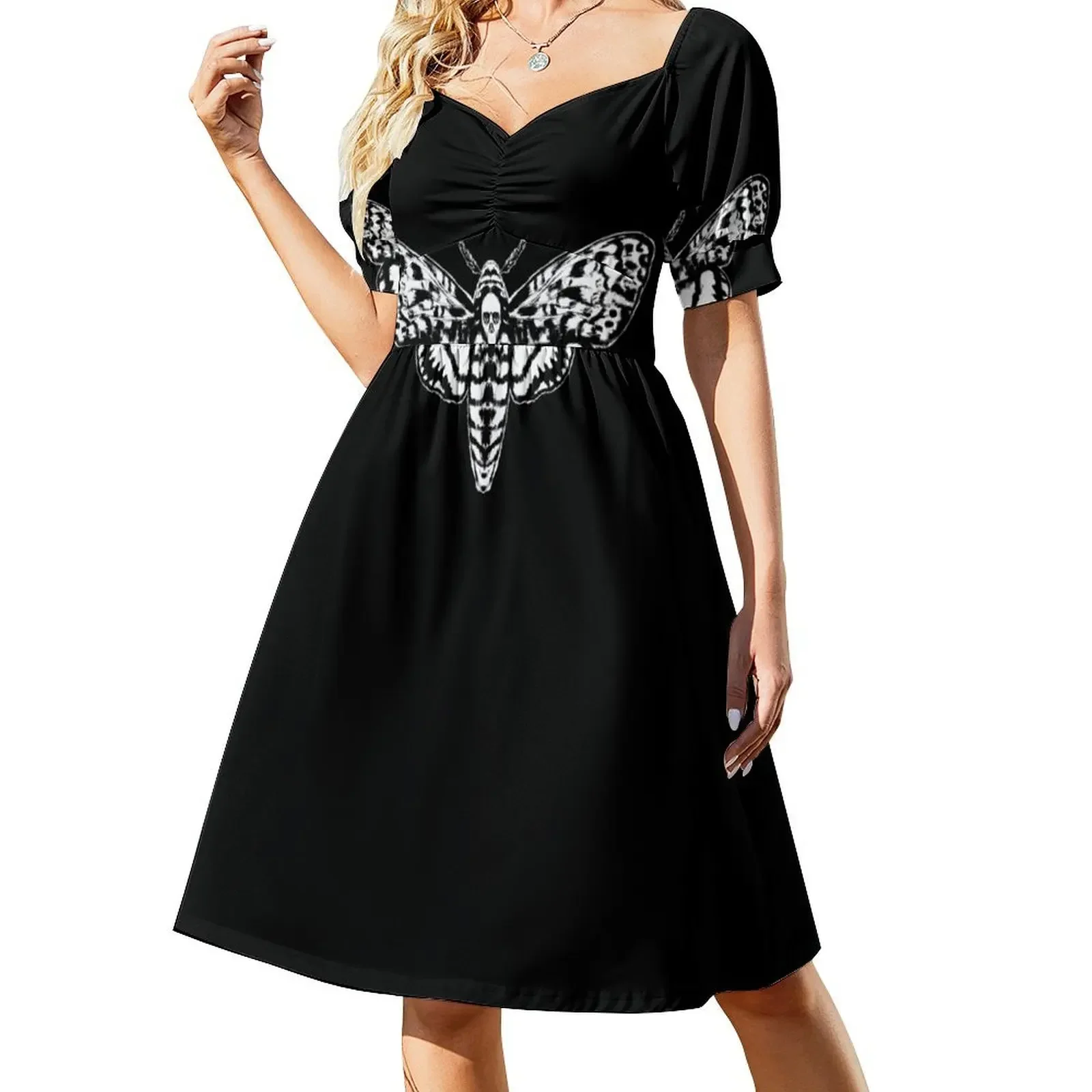 thumbnail image 1 of Vestido sin mangas de polilla de calavera de muerte, vestido de fiesta, vestido largo para mujer, 1 of 8
