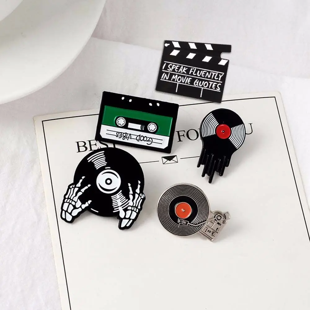 

Bag Cute Jewelry Accessories Good vibes tape Record Player Punk DJ Vinyl Enamel Pin Badge Brooches Lapel Pin