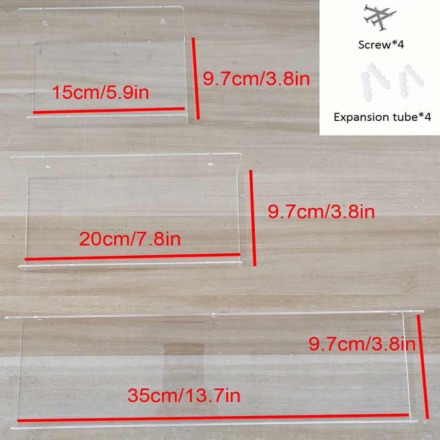 2Pcs Transparent Storage Rack Acrylic U-shaped Wall-mounted Storage Shelf Home Wall Decor 2