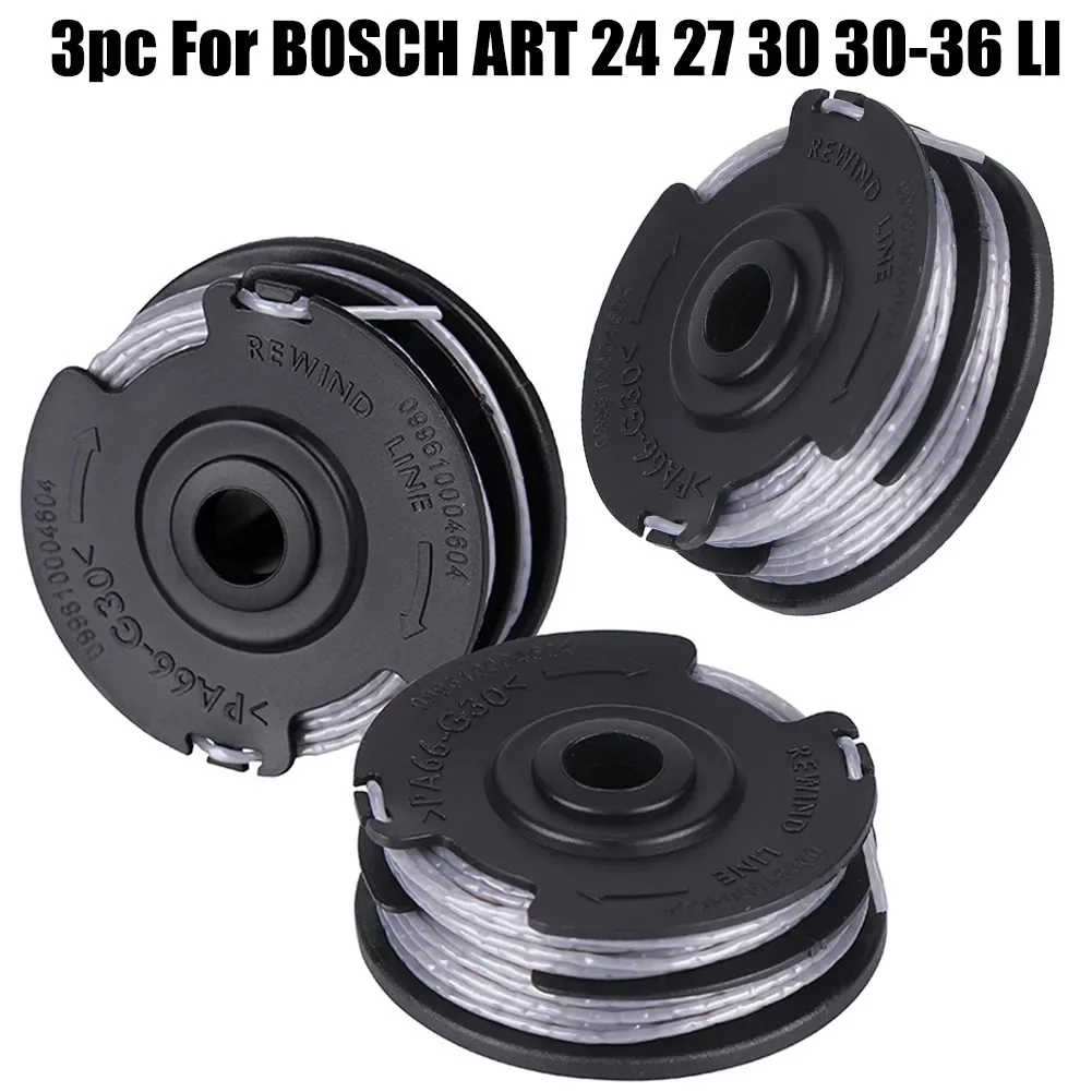 Set mit 3 Trimmerfadenrollen für Bosch ART 24 27 30 3036 LI, 1,6 mm Durchmesser, 18 m Länge, für Fortless-Trimmer