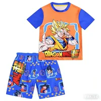 Pyjamas pour adultes et enfants Goku Super Saiyan, thème Dragon Ball, impression 3D, ensemble de vêtements de maison en deux pièces, tenues assorties pour la famille 2