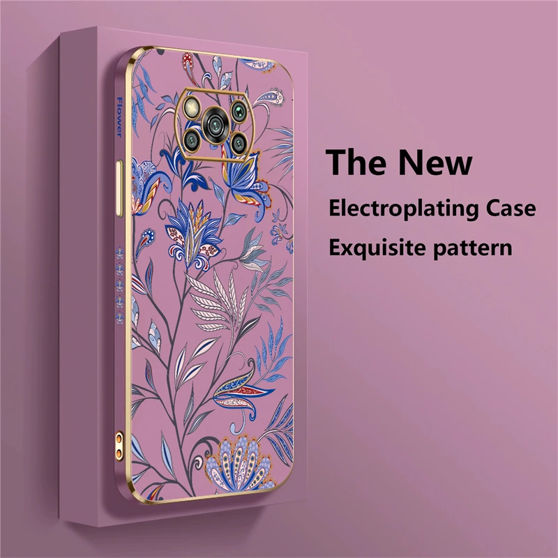 Luxury Plating Silicone Soft Cover with Patterned Floral Design