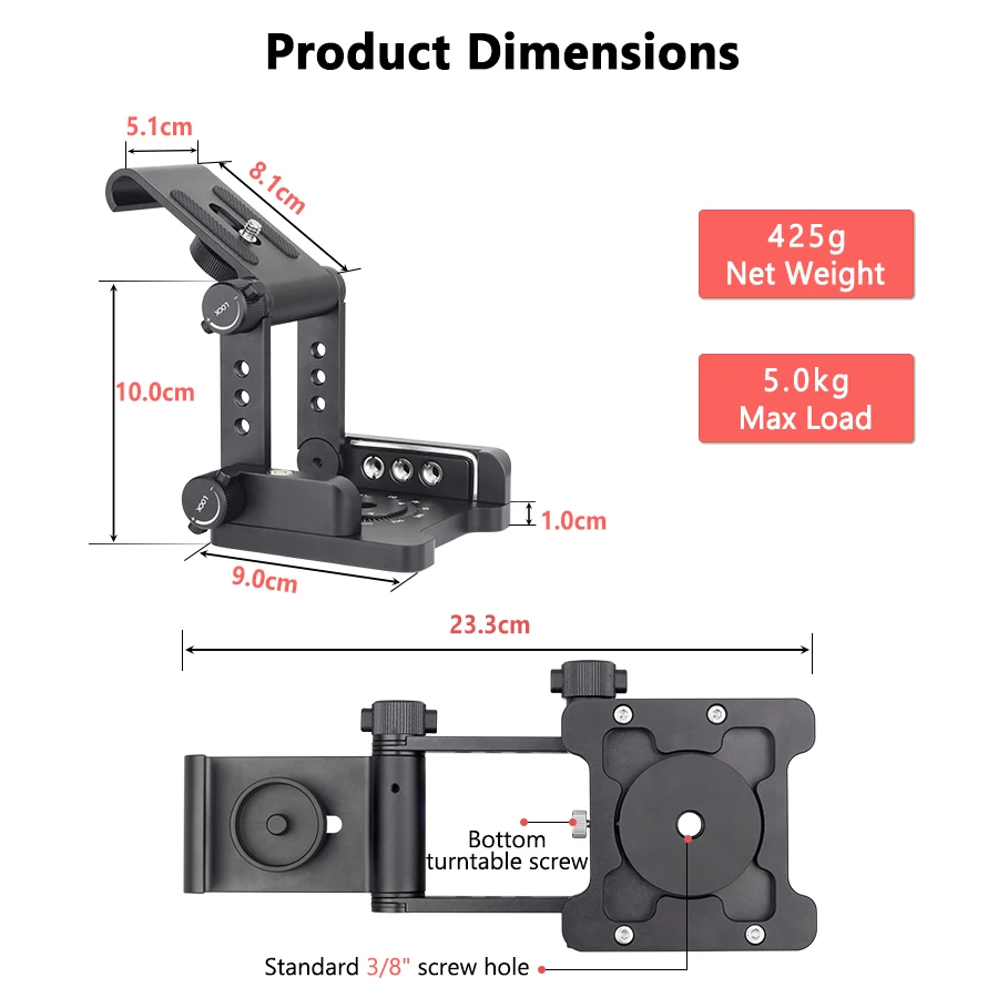 FZ-9 Upgraded Z-Flex Tilt Folding Head for Canon Nikon Sony DSLR Camera Camcorde