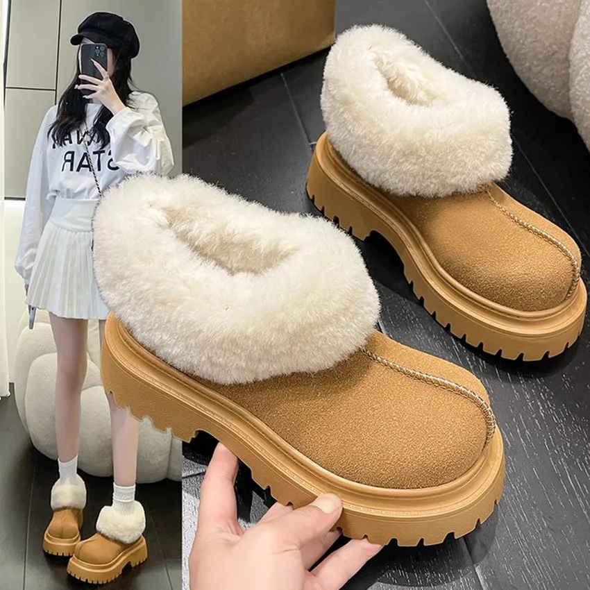 2024 NEW Winter Boots Fur Ladies Snow Boots Real Sheepskin Wool Low-cut Warm Fur Shoes Women Winter Short Boots comfort Fashion