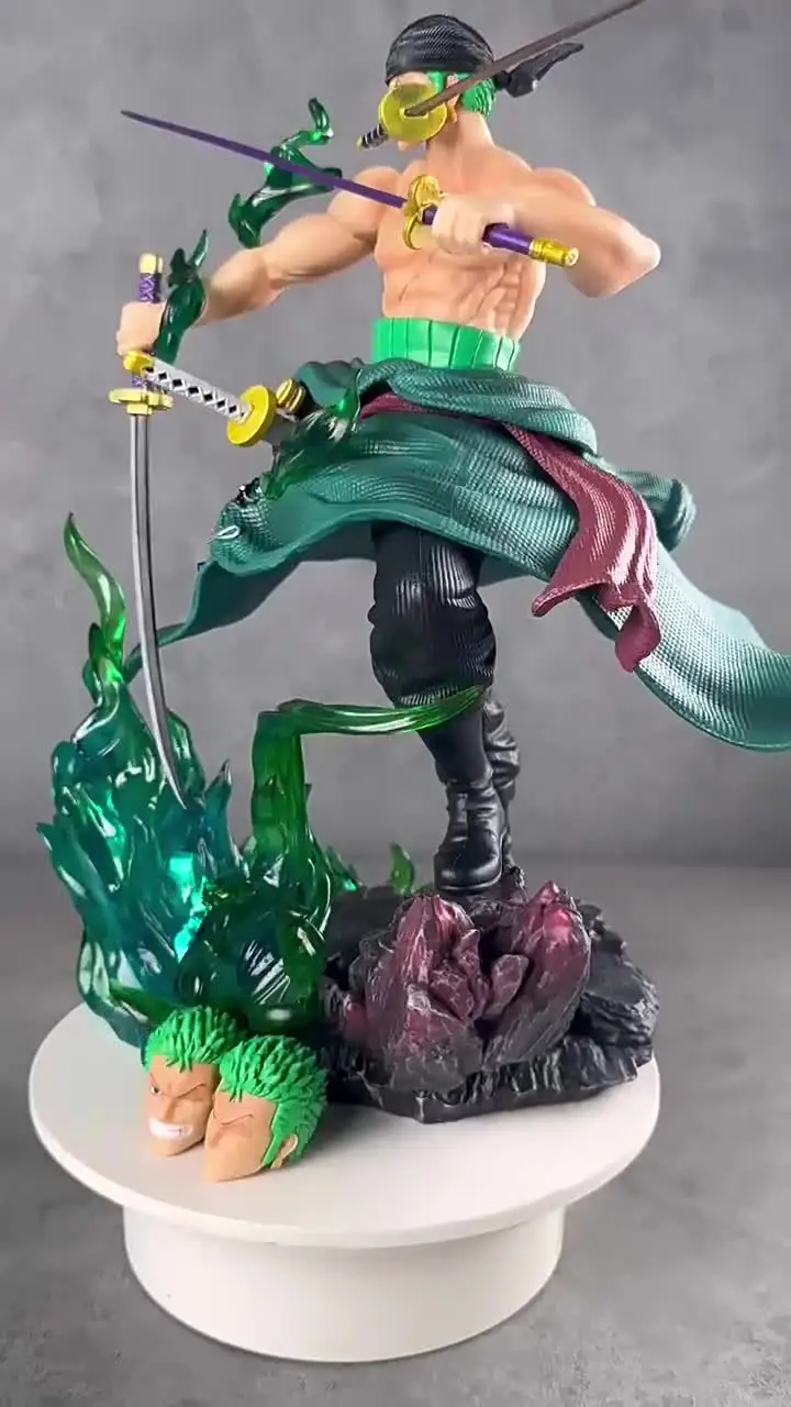 One Piece 31.5cm GK LX MAX 3 Head Statue Zoro Figure With