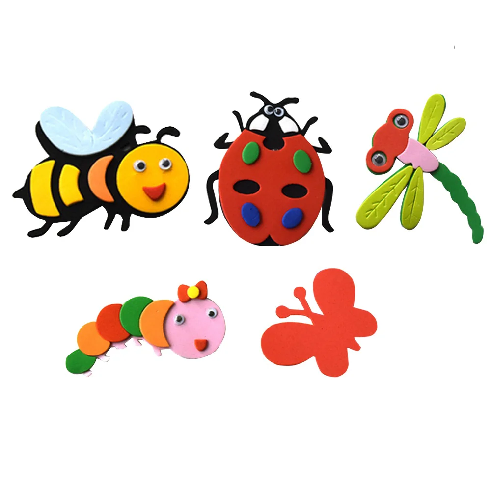 

46 Pcs Stickers for Scrapbooking Classroom Wall Animal Shape Ladybug Crafts Supplies Foam Sheets Kids