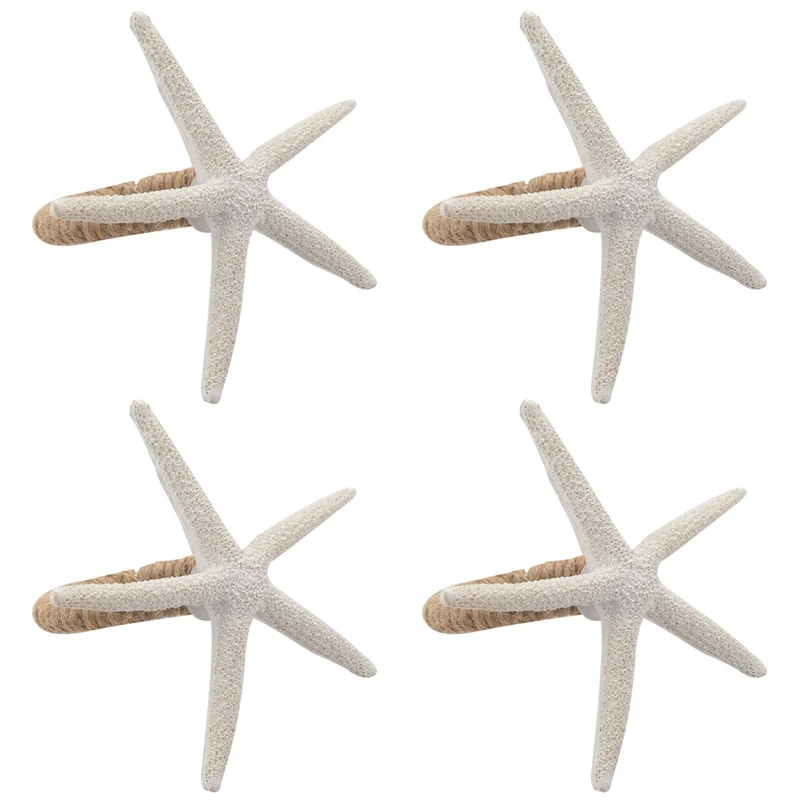 

Napkin Rings Set Of 4, Sea Star Napkin Ring For Starfish Serviette For Tables, Wedding, Birthday, Banquet, Christmas