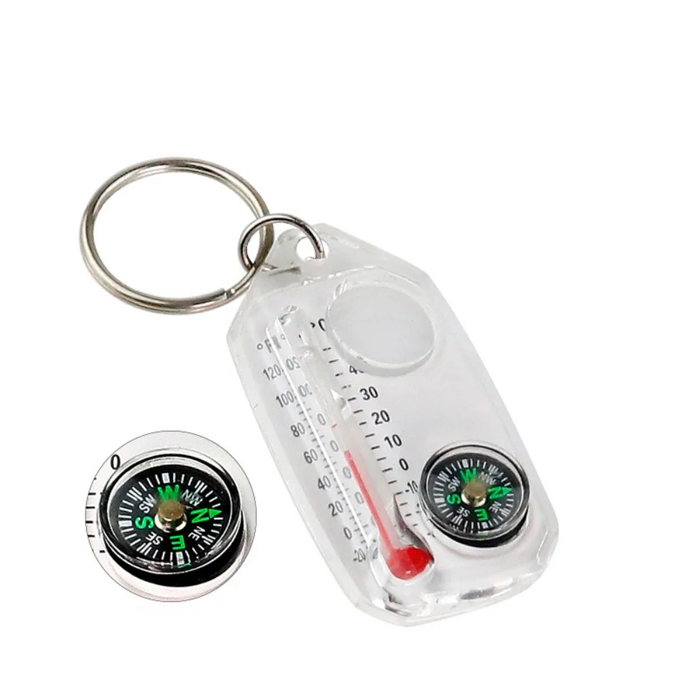 Compass And Thermometers Keychain Small Compasses Keychain Survival Multi Tool Pocket Sized Small Gear for Hiking Outdoor Tool waterproof compass mini compass navigation compass portable compass survival compass