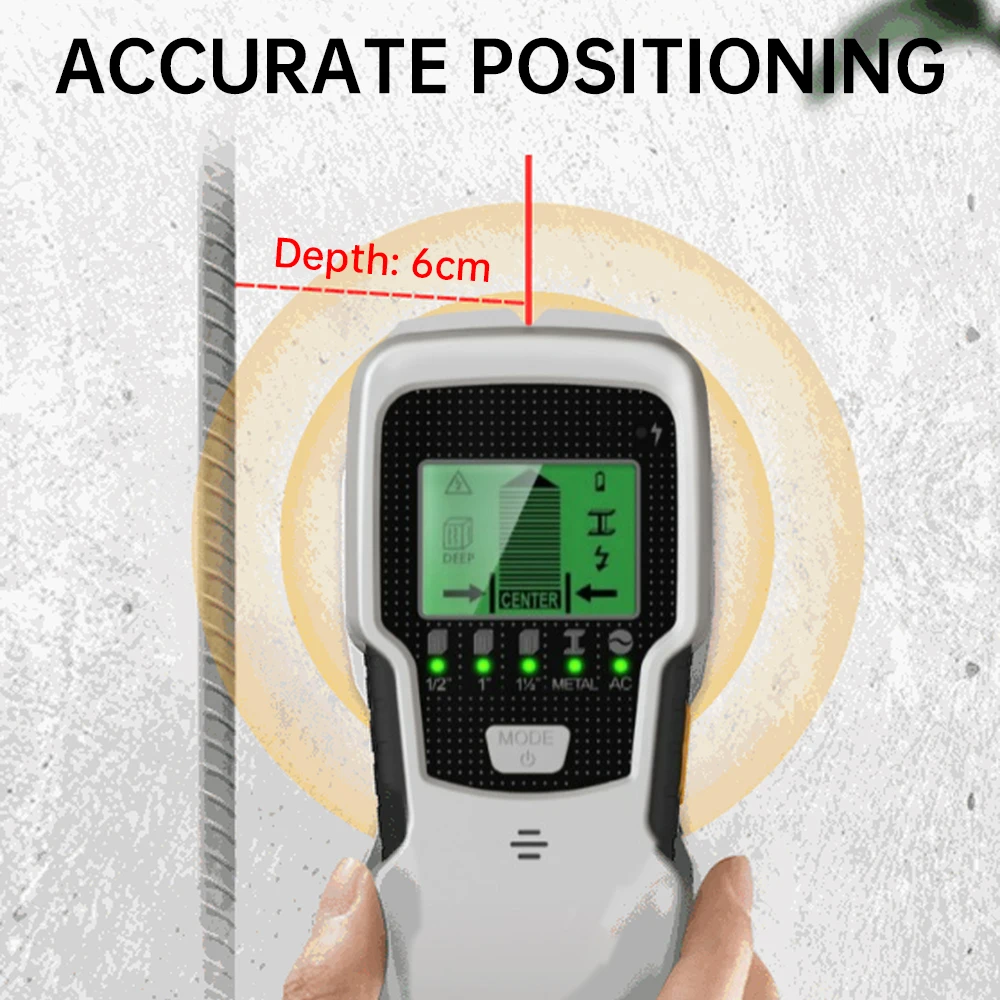 5-in-1 Wall Stud Finder Wood Studs Metal Detecion Detection of live cable Metal Depth Measurement Finder Wall Detector Scanner 4