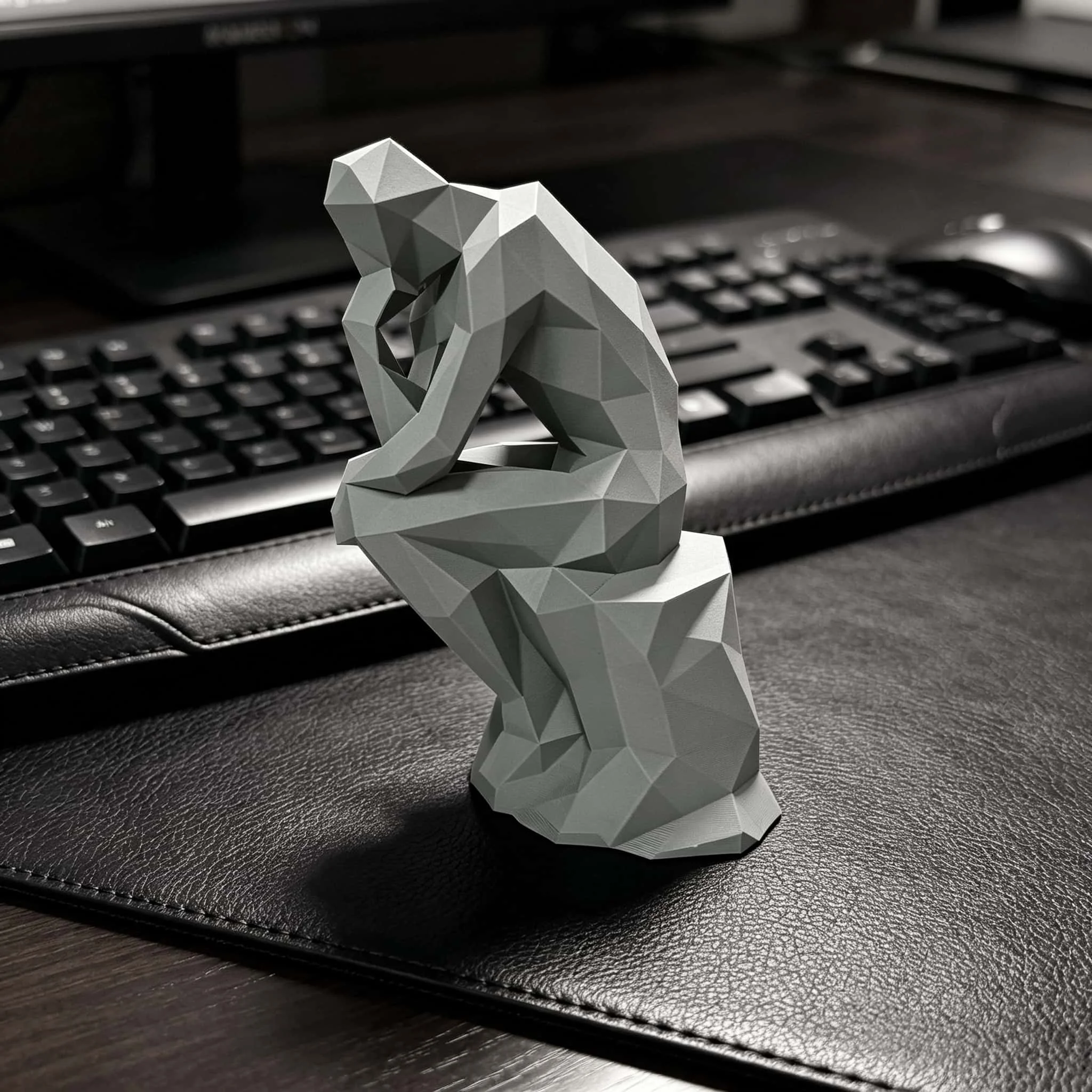 Modern Thinking Human Figurine, Geometric Plastic Sculpture for Desk, Home, Office, Living Room, Entryway, Minimalist Decor - 3