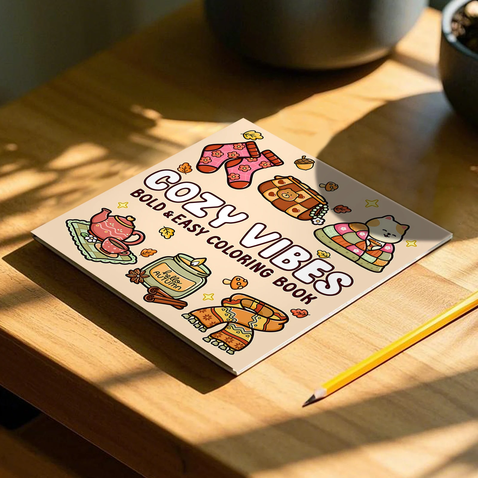 COZY VIBES Bold-easy Patterns Coloring Book for Adults Cute Drawing Book Perfect Gift for Party and Birthday 6