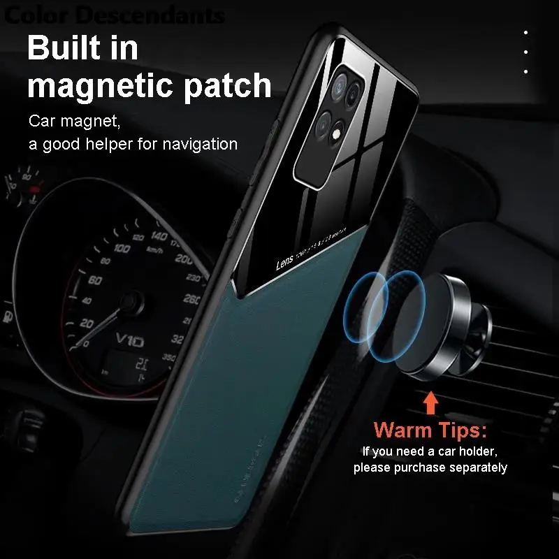 xiomi 11t pro case leather texture car magnetic holder cover for