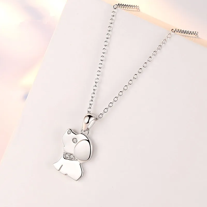 925 Sterling Silver Necklace Pendant chains Cartoon Dog for Women Fashion jewelry Wedding Birthday Party Gift pendant necklace silver necklace silver pendant silver necklace charms