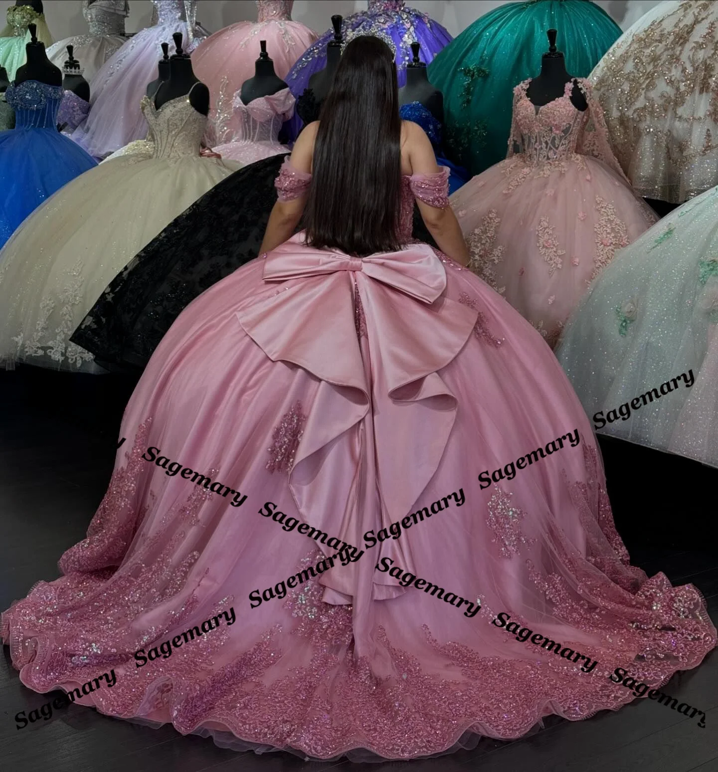 Ball Gown Quinceanera Dresses for Teens Off the Shoulder Appliques Bow Customized