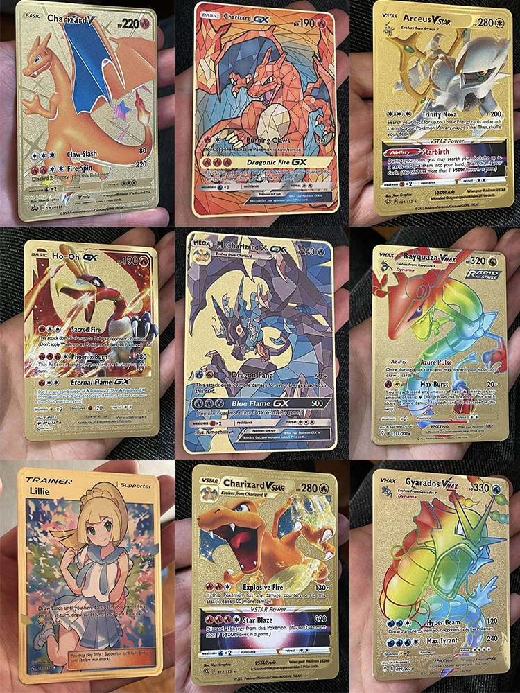Pokemon Vmax Metal Golden Foil Shiny Game Card Collection Charizard Gx Energy Cards Charizard English Kids Toy Gift Aliexpress