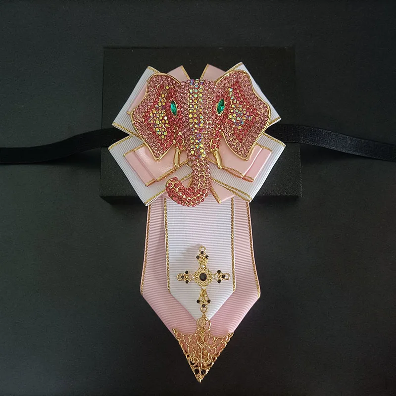 Retro Herren BowTies Business Bankett Hochzeit Anzug Hemd Zubehör HighEnd Luxus Strass Elefant Schmuck Geschenk CollarFlower – Detail 10