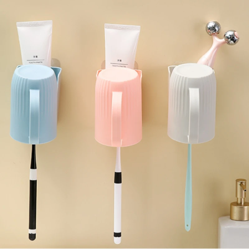 Wall Mounted Toothbrush Holder Punch-Free Quick Draining Tooth Brush Container Plastic Space Saving Toothpaste Dispenser toothbrush holder,toothpaste dispenser
