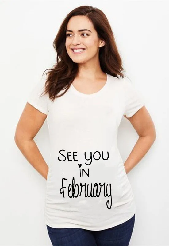 See You In May Print Announcement Pregnant T Shirt Maternity Short Sleeve T-shirt Pregnancy  Shirt New Mom Tshirts Clothes Tops 4