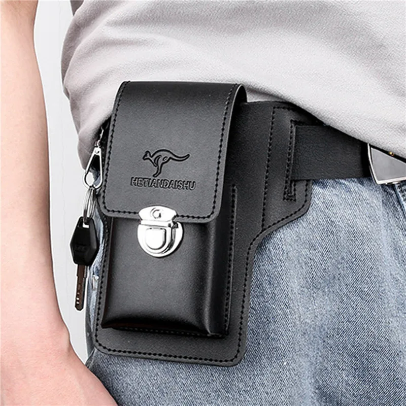 Herren Leder Pack Gürteltasche Gürtelclip Handyhülle Holster Handytasche Passend für alle Mobiltelefone 5,4 - 6,9 Zoll – Detail 2