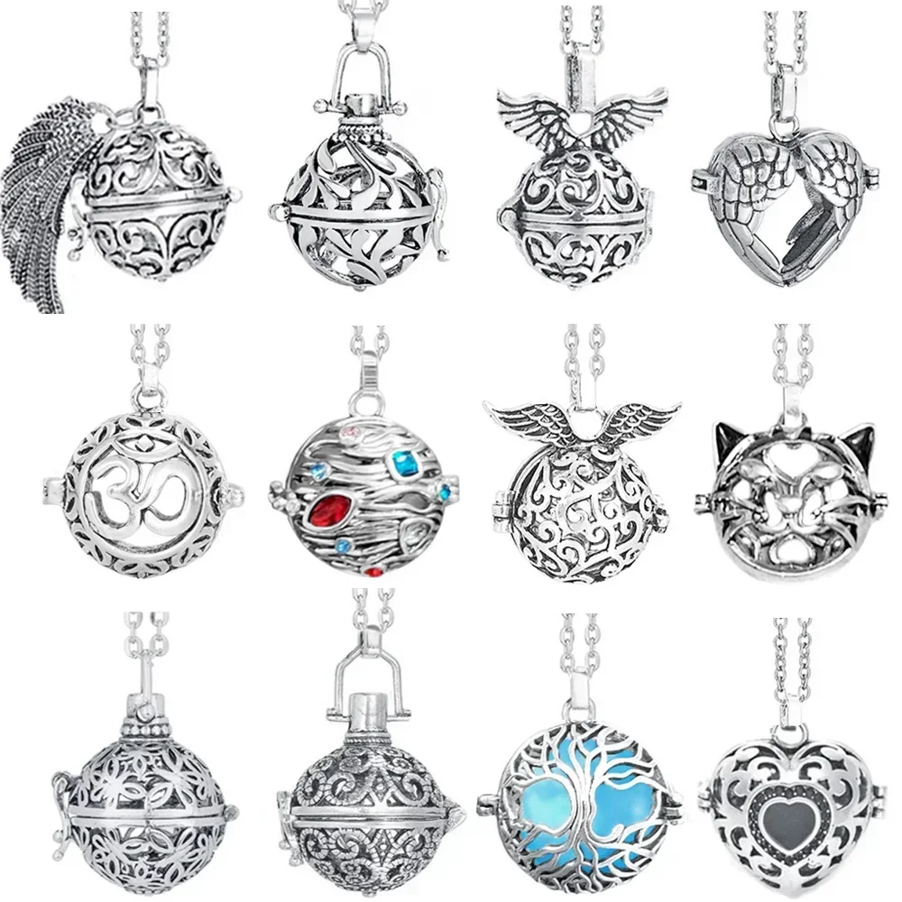 Music Chime Mexico Angel Ball Caller Locket Necklace Antique Vintage Pregnancy Essential Oil Diffuser Aromatherapy Necklace