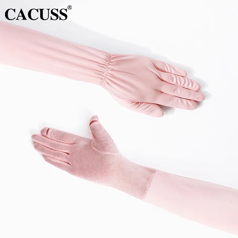 Summer Women's Sunscreen Long Sleeve Anti Ultraviolet Solid Color Korean Fashion Sunshade Dew Finger Thin Gloves Wholesale