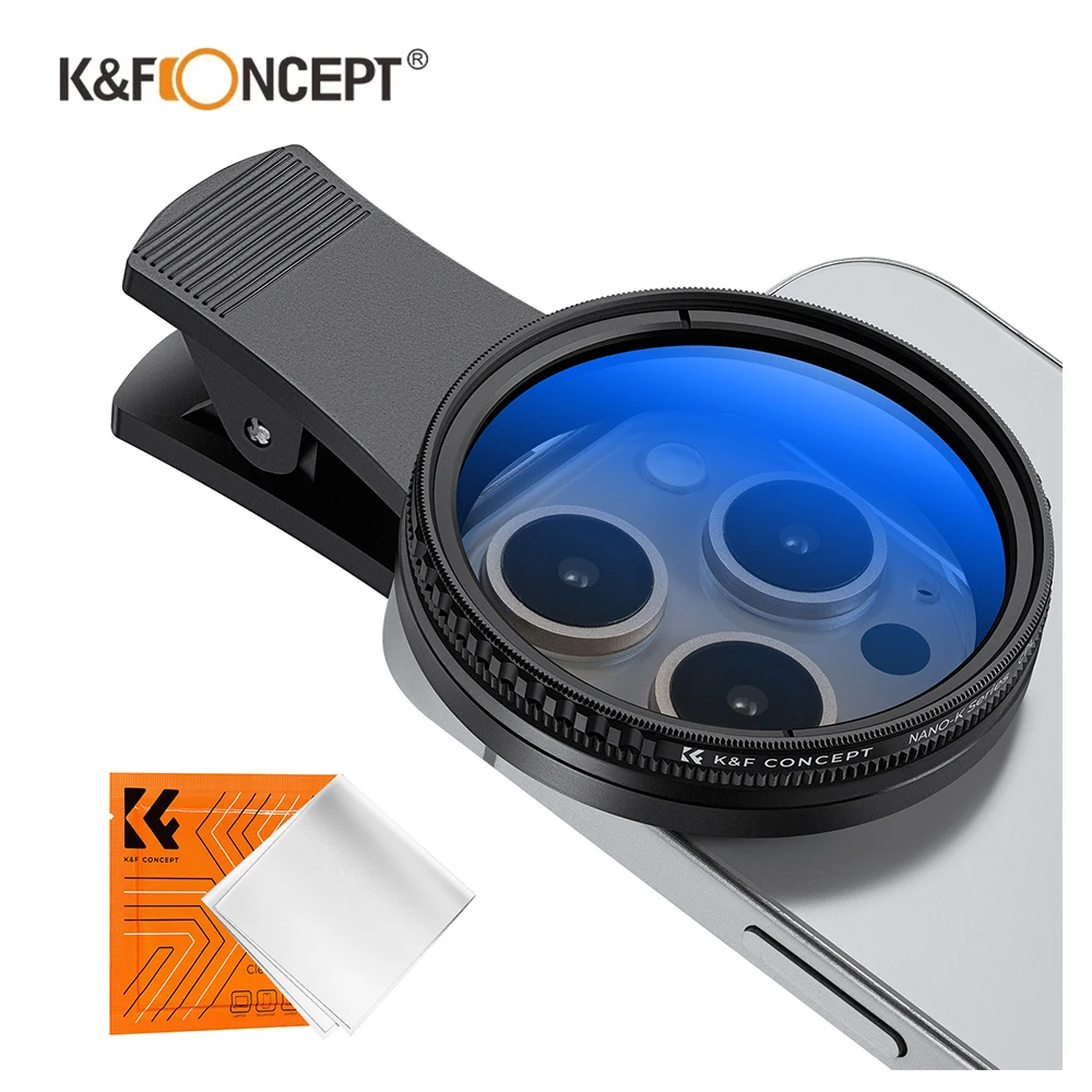K&F CONCEPT Clip-On Circular Polarizer Filter 52mm for Phones and Camera Lenses