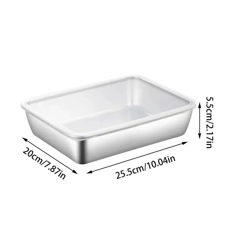 Stainless Steel Square Plate With Lid Food Grade Thickened Metal Plate Small Square Baking Dish For Oven Kitchen Supplies