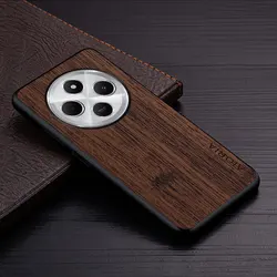 Luxury Bamboo Wood Pattern Leather Phone Case - Elegant and Durable Cover for Redmi 13C 5G (Coffee)