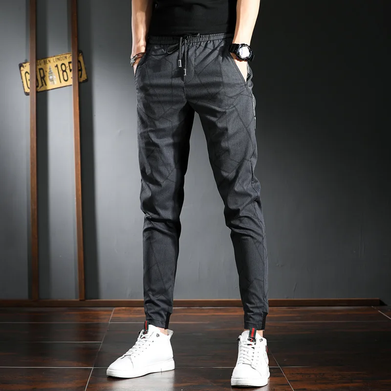 

Mens Fashion Thin Casual Pants Straight Slim-fitting Trousers Office Travelling Comfortable Gym Jogger Men Drawstring Sweatpants