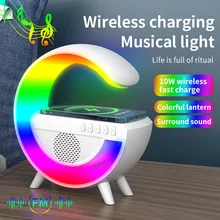 Altavoz Bluetooth colorido para escritorio, cargador inalámbrico, lámpara de atmósfera, teléfono móvil grande en forma de G, carga rápida de 10w, regalo para amigos
