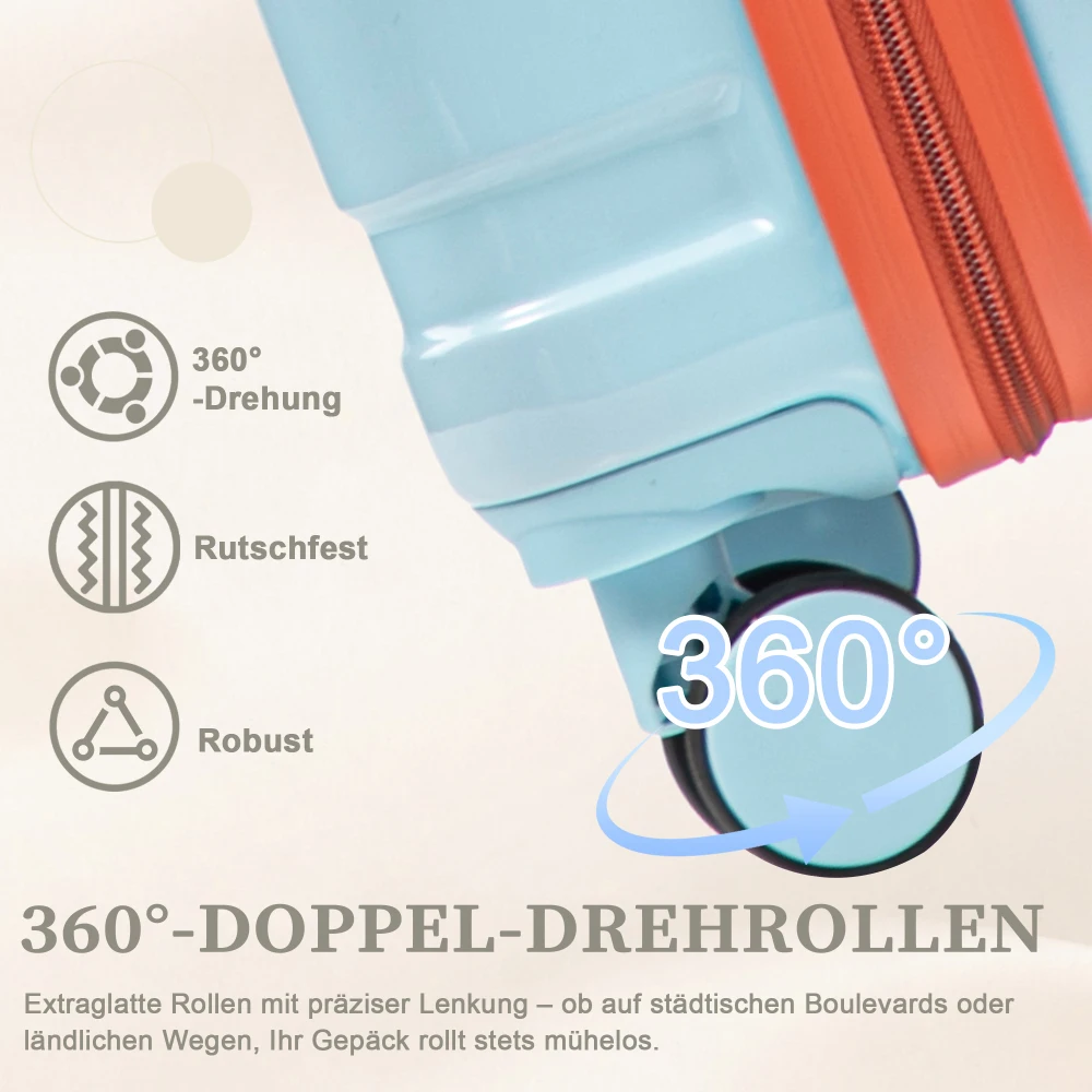 14"/20" 2-teiliges PC-Spinner-Kofferset mit Zahlenschloss & 360°-Drehung ° Doppelte Geräuscharme Drehräder – Detail 21